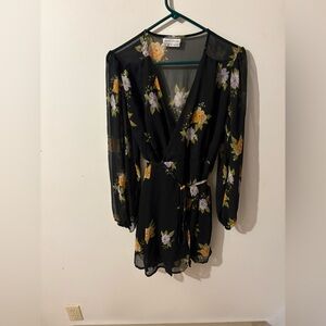 Urban Outfitters Black Dress‎ with Floral Accents Size Large